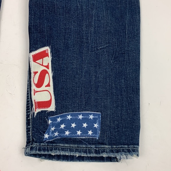 Silver Jeans Custom Modified USA America Distressed Straight Jeans Patches Sz 28 - Picture 5 of 16